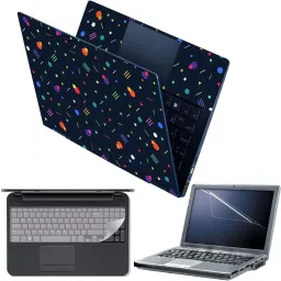 Anweshas 4 in 1 Combo Pack with Laptop Skin Sticker Decal, Palmrest Skin, Screen Protector, Key Guard for 15.6 Inch Laptop - Abstract Shapes Combo Set-22