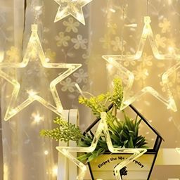 SPARK WORLD Yellow Star Shape LED Curtain Fairy String Lights image 2