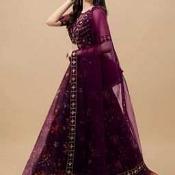 BAESD Embellished Thread Work Semi-Stitched Lehenga & Unstitched Blouse With Dupatta image 5
