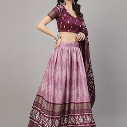 BAESD Printed Semi-Stitched Lehenga & Unstitched Blouse With Dupatta image 3