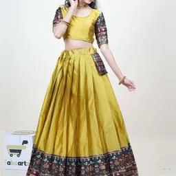 Fabcartz Woven Design Semi-Stitched Lehenga & Unstitched Blouse With Dupatta image 5