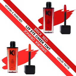 KINDED Set of 2 Lip Eye Cheek Tint with Vitamin E - Brick Red 04 & Sangria Orange 08-23