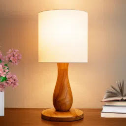 Asthetic Cute Bedside Table Lamp, with Linen Fabric Shade, for Living room, Study Lamp-picture-22