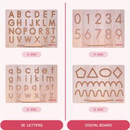 lichee 4 IN 2 Combo English Alphabet, Number and Patten Board|Capital Word "ACBD", Small Word "abcd" and Number "0 To 9", Curve Pattens|Educational Puzzle Toys, Teach your Child about Alphabets, Number and Patten Board for 2+ Years Old Kids image 2