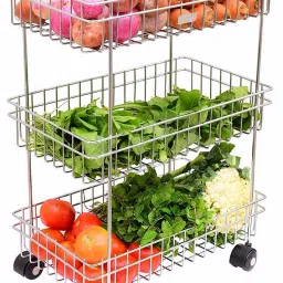 3 Layer stainless steel Portable Modern Fruit and Vegetable Stand Basket Stainless Steel Fruit & Vegetable Basket-image-33