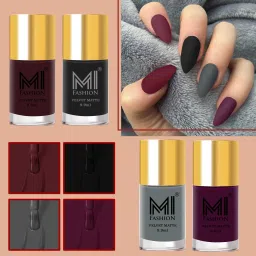 Soft Smooth Unique Matte Nail Polish 4 Unique Colors Dark Sienna, Black, Ash Grey, Aubergine-30