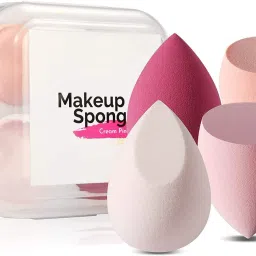 4 Pcs Makeup Sponge Foundation Blending Sponge Cream, and Powder With Box-image-52