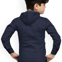 BAESD Boys Typography Printed Hooded Lightweight Open Front Jacket image 3