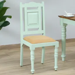 mudramark from pepperfry Joaquin Mango Wood Dining Chairs In Canary Green Finish (Set of 2)-picture-16