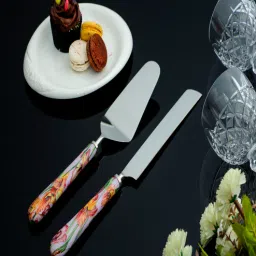 august collectives Purple Stainless Steel Gladiolus harmony (Set of 2) Serving Cutlery-picture-1