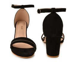 Action Ankle Looped Suede Block Heels image 3