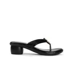 Mast & Harbour Black Textured Open Toe Block Heels image 4