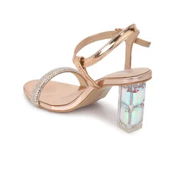 Truffle Collection Embellished Open Toe Block Heels image 2