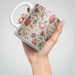 macmerise White & Pink Printed Ceramic Glossy Cups Set of Cups and Mugs image 3