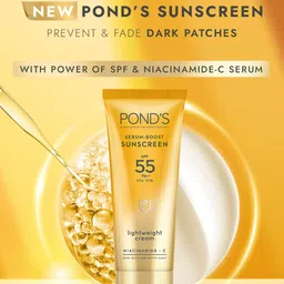 Ponds SPF 55 PA++ UVA UVB Serum Boost Sunscreen with Niacinamide C - 100 g image 2