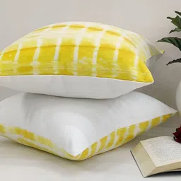 SLEEPY THREADS Yellow & Off White Abstract Square Cushion Covers image 5