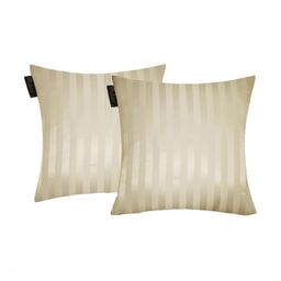 Lushomes Cream-Coloured Set of 2 Striped Square Cushion Covers image 4