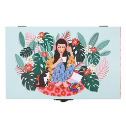 Chumbak Pink & Green Printed Relaxed Afternoon Storage Box image 3