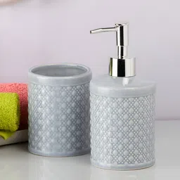 Kookee Grey 2 pieces Abstract Ceramic Bath Accessories Set image 3