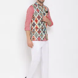 Hangup Men Kurta with Trousers & Printed Nehru Jacket image 4