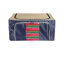 Kuber Industries Set Of 2 Navy Blue & Brown Printed Storage Box With Clear Window image 3