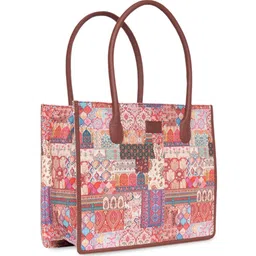 ZOUK Ethnic Motifs Printed Oversized Shopper Jute Handheld Bag image 4