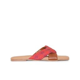 ZOUK Women Red Woven Design Open Toe Flats image 2