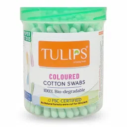 Tulips Cotton Ear Buds (100 Stciks In A Jar) Made With White Paper Stick In Multi Color Pack-picture-45