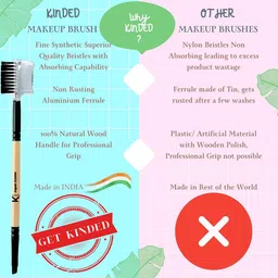 KINDED 2 in 1 Natural Wooden Handle Eye Grooming Angular Makeup Brush image 3