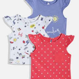 mothercare Girls Pack of 3 Printed Pure Cotton T-shirts-image-41