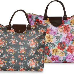 Handy Fold Up Shopping Bag Pack of 2 Foldable Shopping Handbag Travel Bag Women Shoulder Waterproof Carry Bag, Zip Top Folding Tote Pack of 2 Grocery Bags-image-13