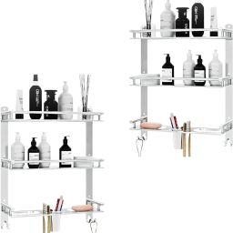 3 Layer Bathroom Shelf with Double Soap Dish and Tumbler Holder – Pack of 2 Stainless Steel Toilet Paper Holder-image-68