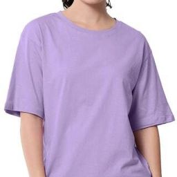 Women Solid Round Neck Pure Cotton Purple T-Shirt-image-93