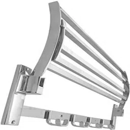 Square Stainless Steel 2 Feet Long Sturdy Towel Rack with 8 Hooks Chrome Towel Holder-12