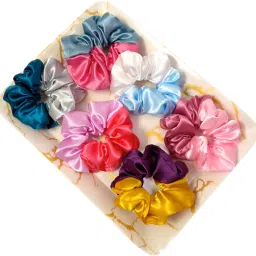6 Pc Mini Satin Scrunchies For Women & Girls Rubber Band-image-13