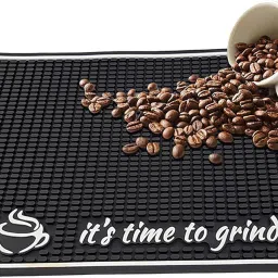 Coffee Bar Accessories Protects Kitchen Countertop 18x12 Inches, Black NQ699 Silicone Coffee Mat for Countertop – It’s Time to Grind Coffee Bar Mat Trivet-11