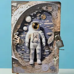 Secret Space Astronaut Diary with Lock and Key A5 Notebook Ruled 180 Pages-3