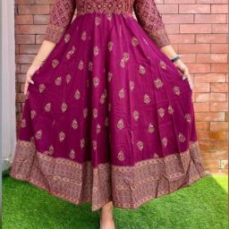 Floral Print Rayon Blend Stitched Anarkali Gown-image-74