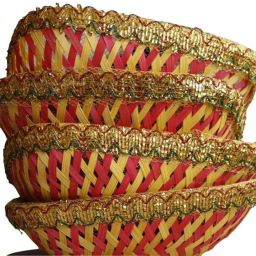 Bamboo Basket For Wedding & Festival Purpose Yellow Storage Basket-17