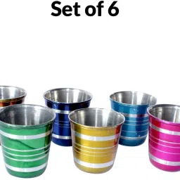 (Pack of 6) Set of 6 Pieces Stainless Steel Glass with Bell Sound for Kids Boys and Girls Glass Set Water/Juice Glass-image-58