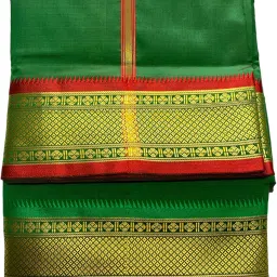 RAMESHWARAM FABRICS Pattu Panchalu Unstitched Dhoti for Men with Stole - Ideal for Pooja , Temple Solid Men Dhoti-image-22
