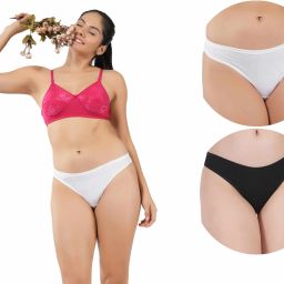 Pack of 2 Women Thong White, Black Panty-image-35