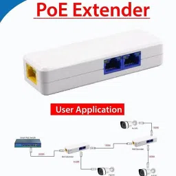 HANUTECH Poe Extender Upto 100M Supported 2 Cameras,Poe Extension Networking Device (No External Power Required) 2 Ports 100 Mbps Network Switch image 2