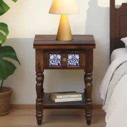 mudramark from pepperfry Mayur Sheesham Wood Bedside Table In Provincial Teak Finish With Drawer-picture-4