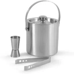 proniks 1.5 L Steel Bar Accessories Ice Bucket with Ice Tong and Peg Measure for Mini Bar and Home Ice Bucket image 4