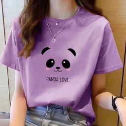 Women Printed Round Neck Pure Cotton Purple T-Shirt-image-8