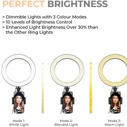 Planetoid 10 inches LED Ring Light ,Mobile Holder with 3 LED Lighting Modes Android Mobile Ring Flash image 2