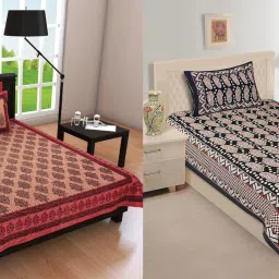 140 TC Cotton Single Jaipuri Prints Flat Bedsheet-image-87