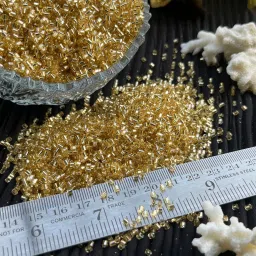 Glass Cut Seed Beads Light Golden for Embroidery, Cutdana 11/0 size 200gm-image-27