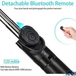 icall R1S Bluetooth Selfie Stick with Remote and LED Selfie Light Tripod and Mobile Stand Compatible with All Phones Bluetooth Selfie Stick image 2